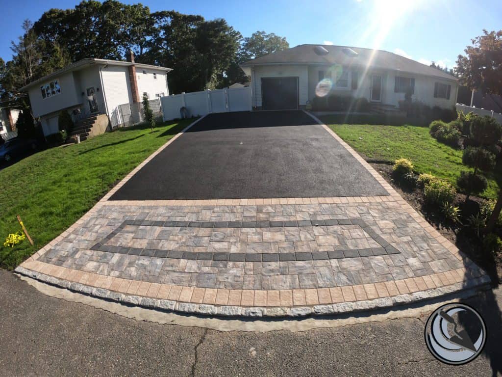 asphalt driveway, paver driveway apron, curb appeal